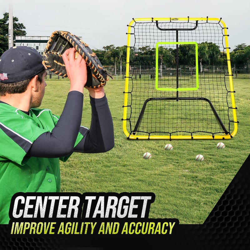 PLAYAPUT Baseball Rebounder Net - 4x4.5FT Baseball Pitchback Net for Pitching and Fielding Training, Angle Adjust Bounce Back Net - Image 4